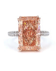 10.01 ct. Orange Pink Lab Diamond Rectangular Ring