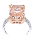 10.01 ct. Orange Pink Lab Diamond Rectangular Ring