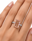 10.01 ct. Orange Pink Lab Diamond Rectangular Ring