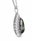 10.02 ct. Green Lab Diamond Halo Convertible Pendant Ring
