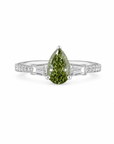 1.04 ct. Green Lab Diamond Side Stone (Pavé) Ring