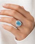 8.08 ct. Blue Lab Diamond Cluster Halo Ring