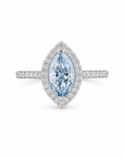 1.55 ct. Blue Lab Diamond Halo Ring