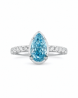 1.75 ct. Blue Lab Diamond Solitaire (Pavé) Ring