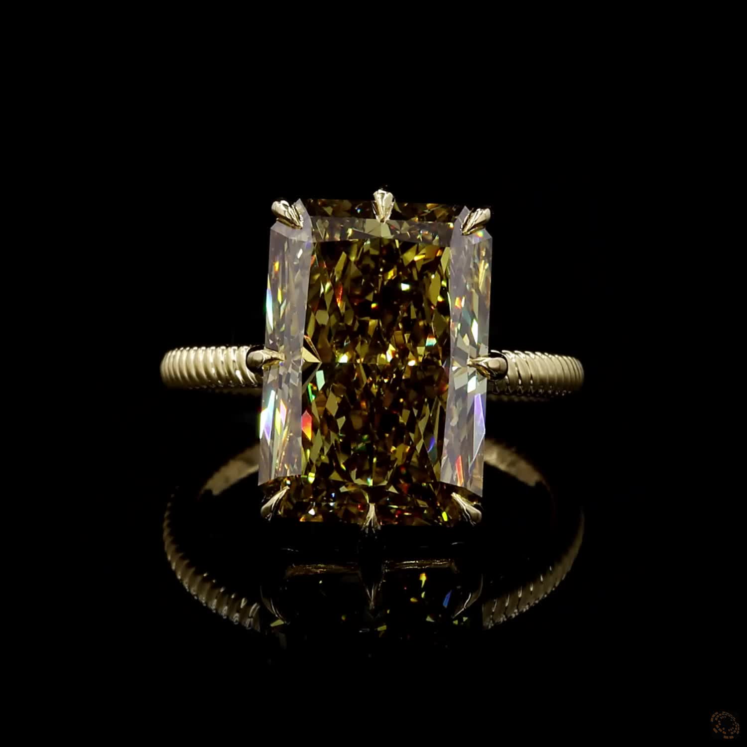 10.29 ct. Yellow Radiant Lab Diamond Solitaire Ring