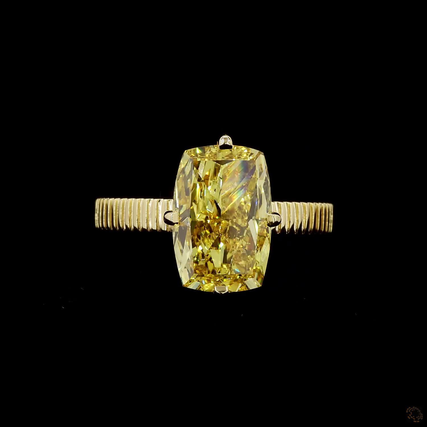 7.05 ct. Yellow Radiant Lab Diamond Solitaire Ring