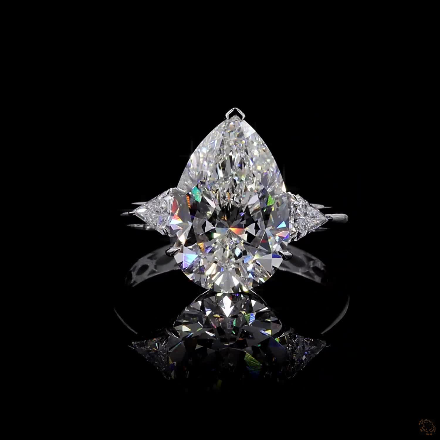 5.39 ct. White Pear Lab Diamond Three-Stone Ring