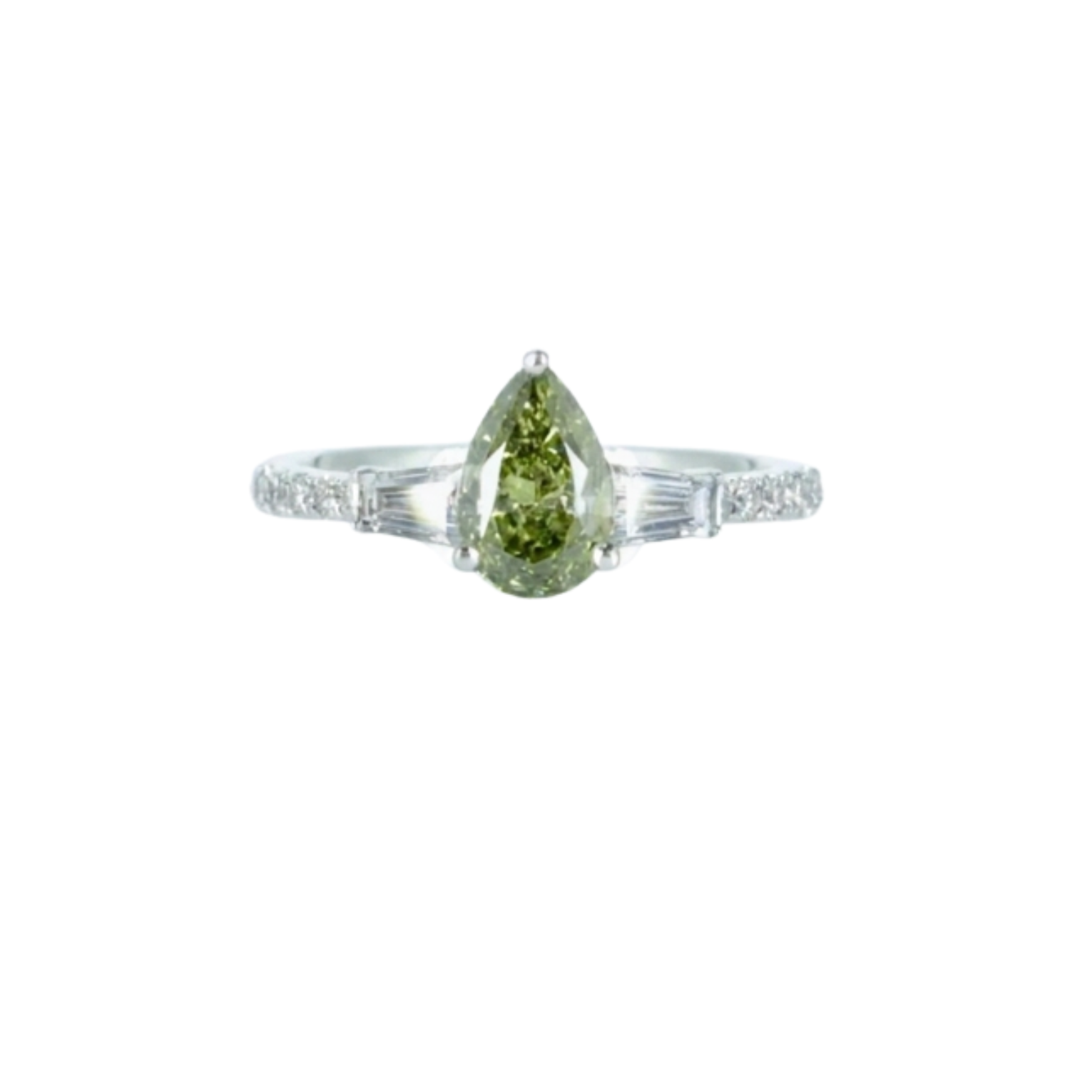 1.04 ct. Green Lab Diamond Side Stone(Pavé) Ring