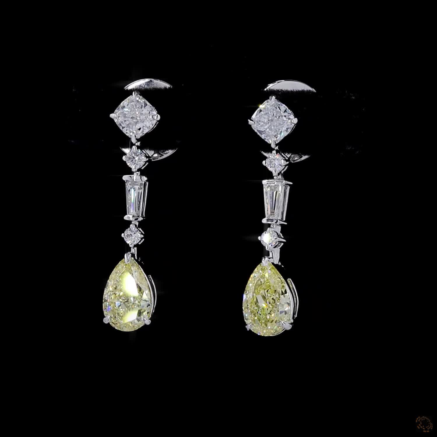 2.17 ct. Yellow Pear Lab Diamond Earrings