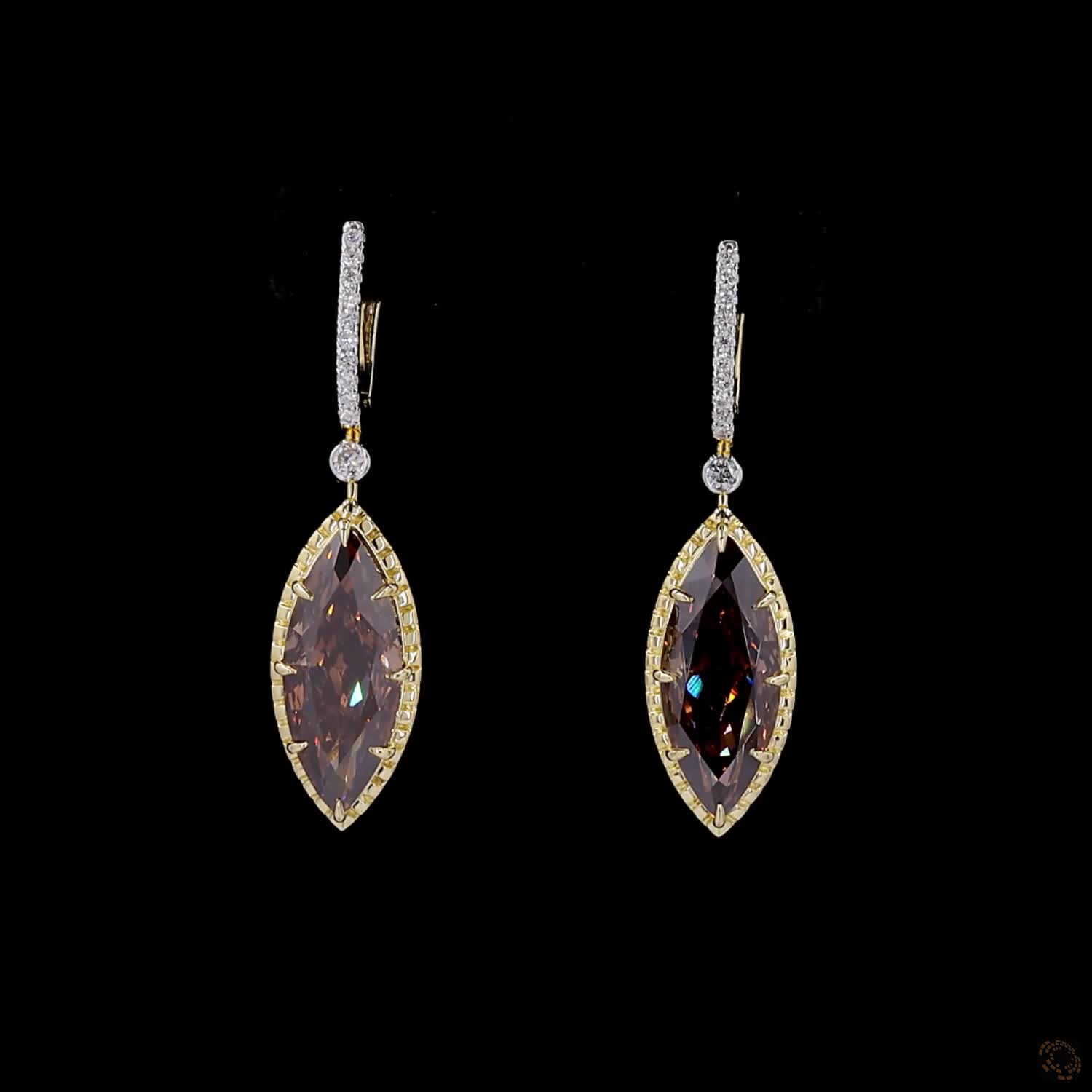 8.06 ct. Brown Marquise Lab Diamond Earrings