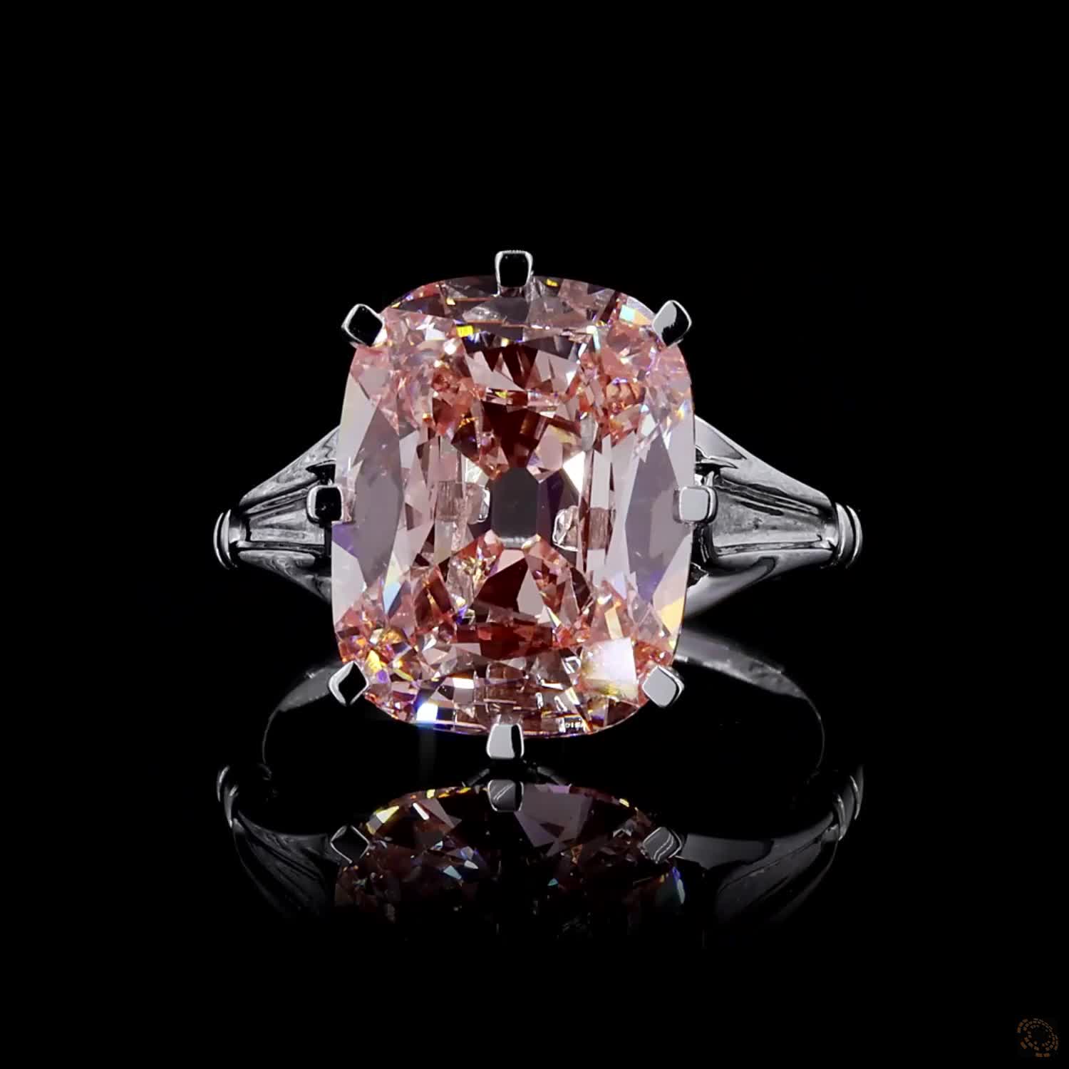 6.22 ct. Pink Cushion Lab Diamond Solitaire Ring