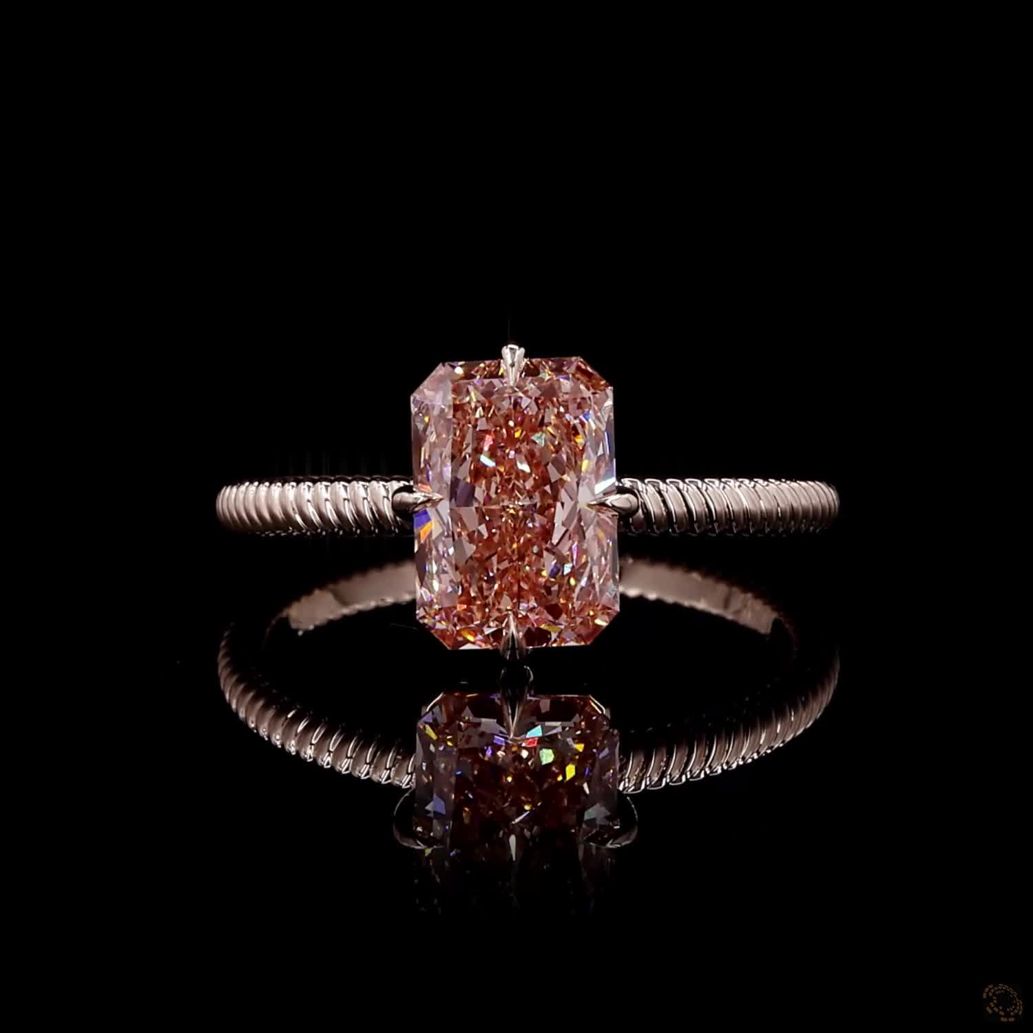 2.08 ct. Pink Radiant Lab Diamond Solitaire Ring