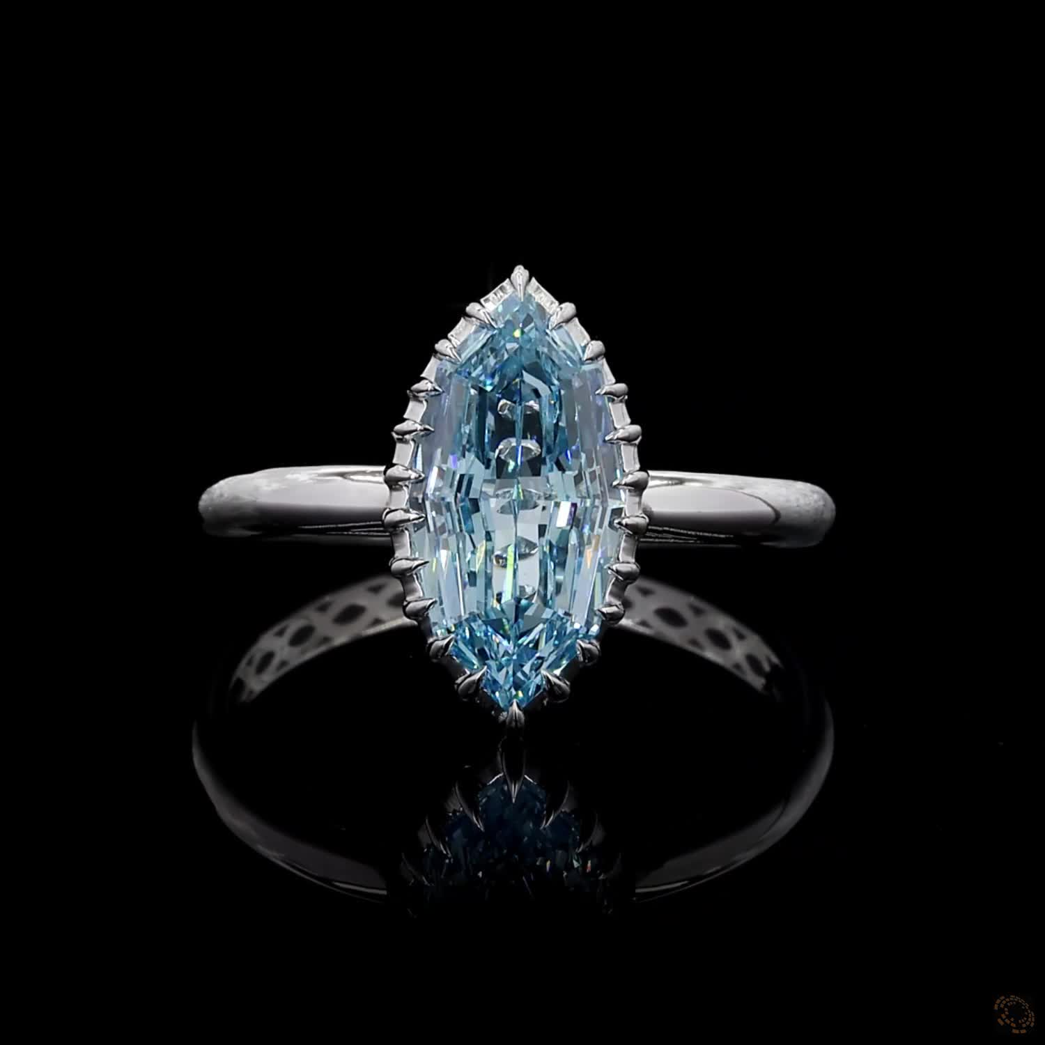 2.10 ct. Blue Marquise Lab Diamond Solitaire Ring