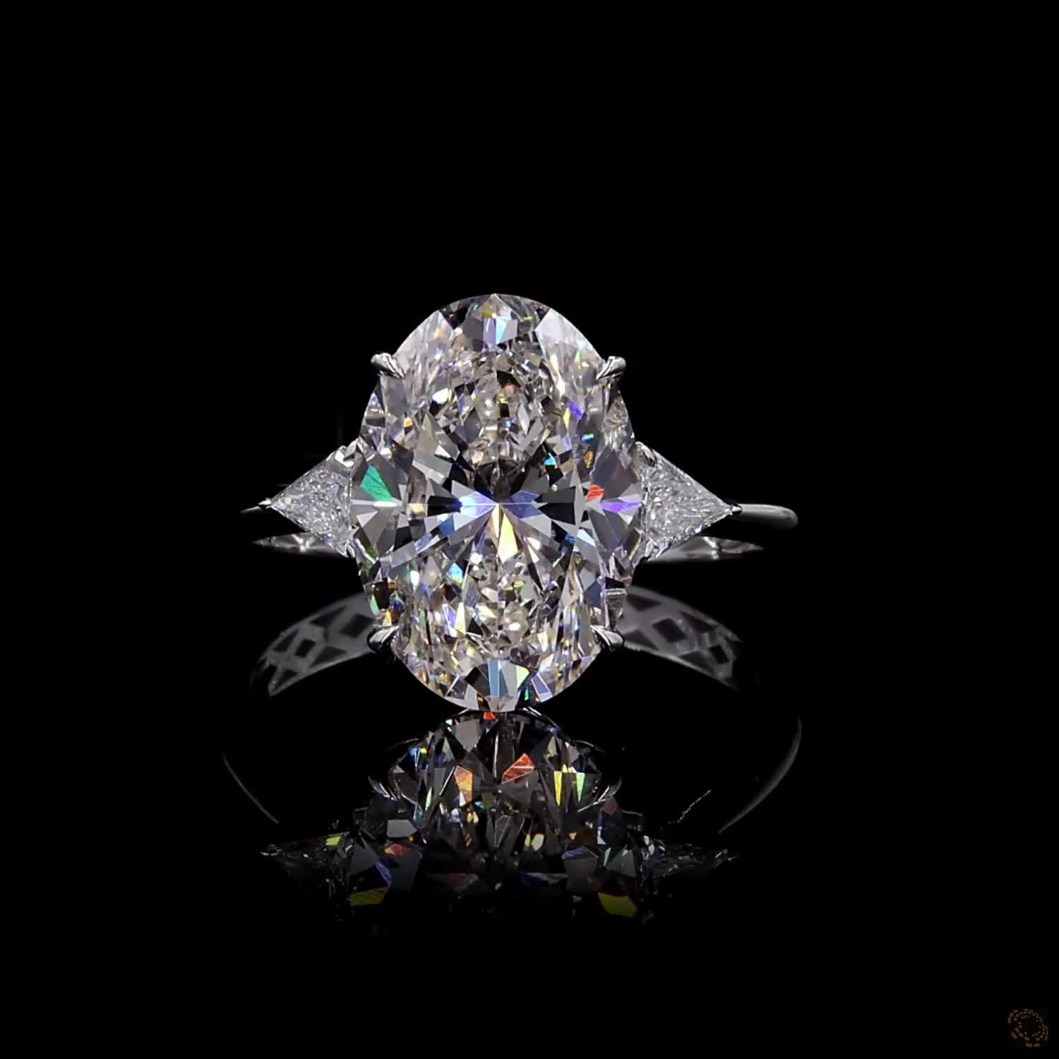 5.54 ct. White Oval Lab Diamond Three-Stone Ring
