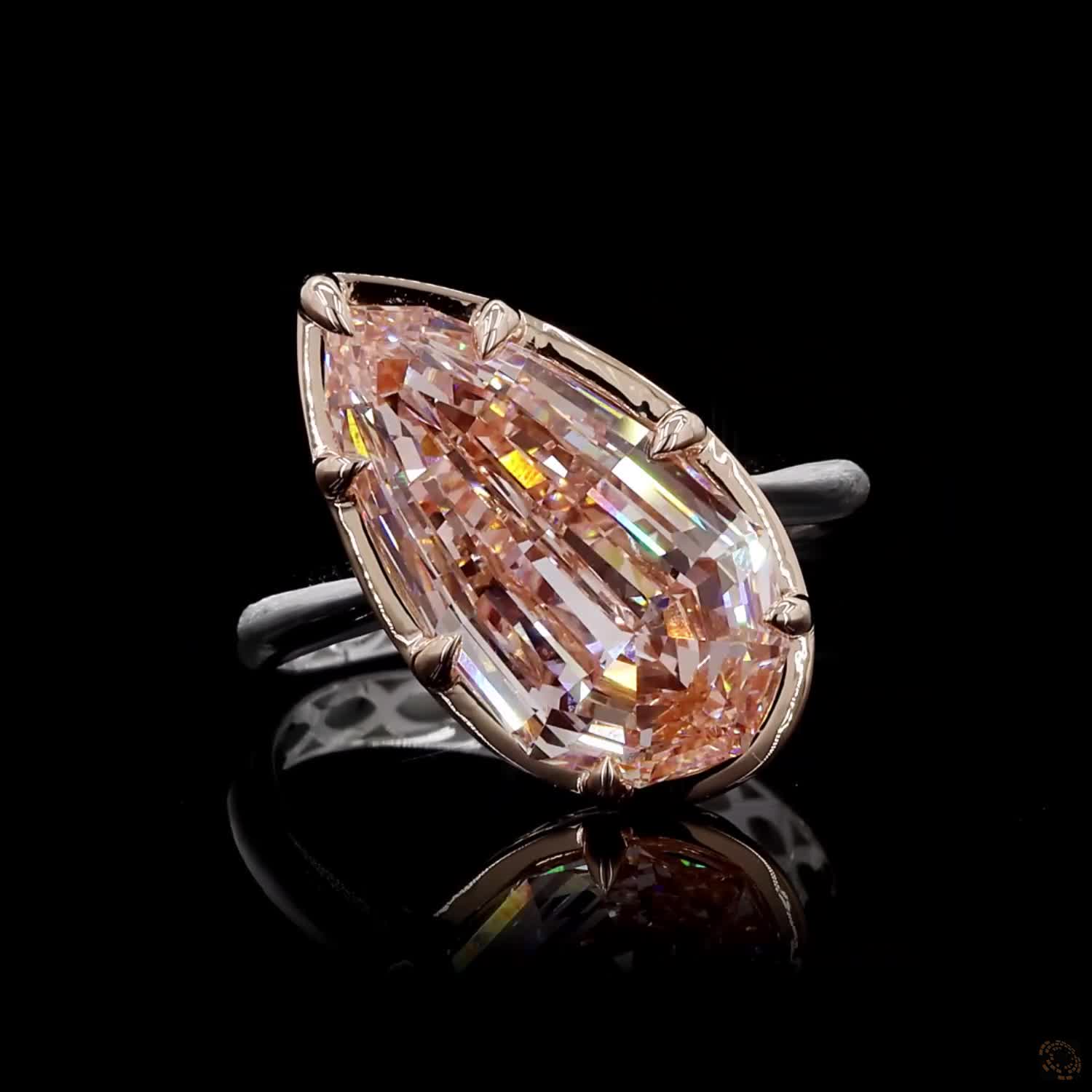 6.50 ct. Pink Pear Lab Diamond Solitaire Ring