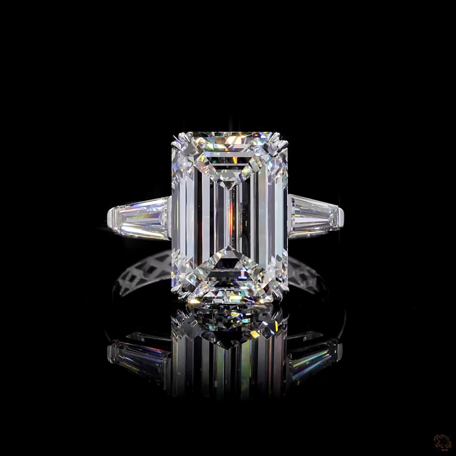 7.08 ct. White Emerald Lab Diamond Three-Stone Ring