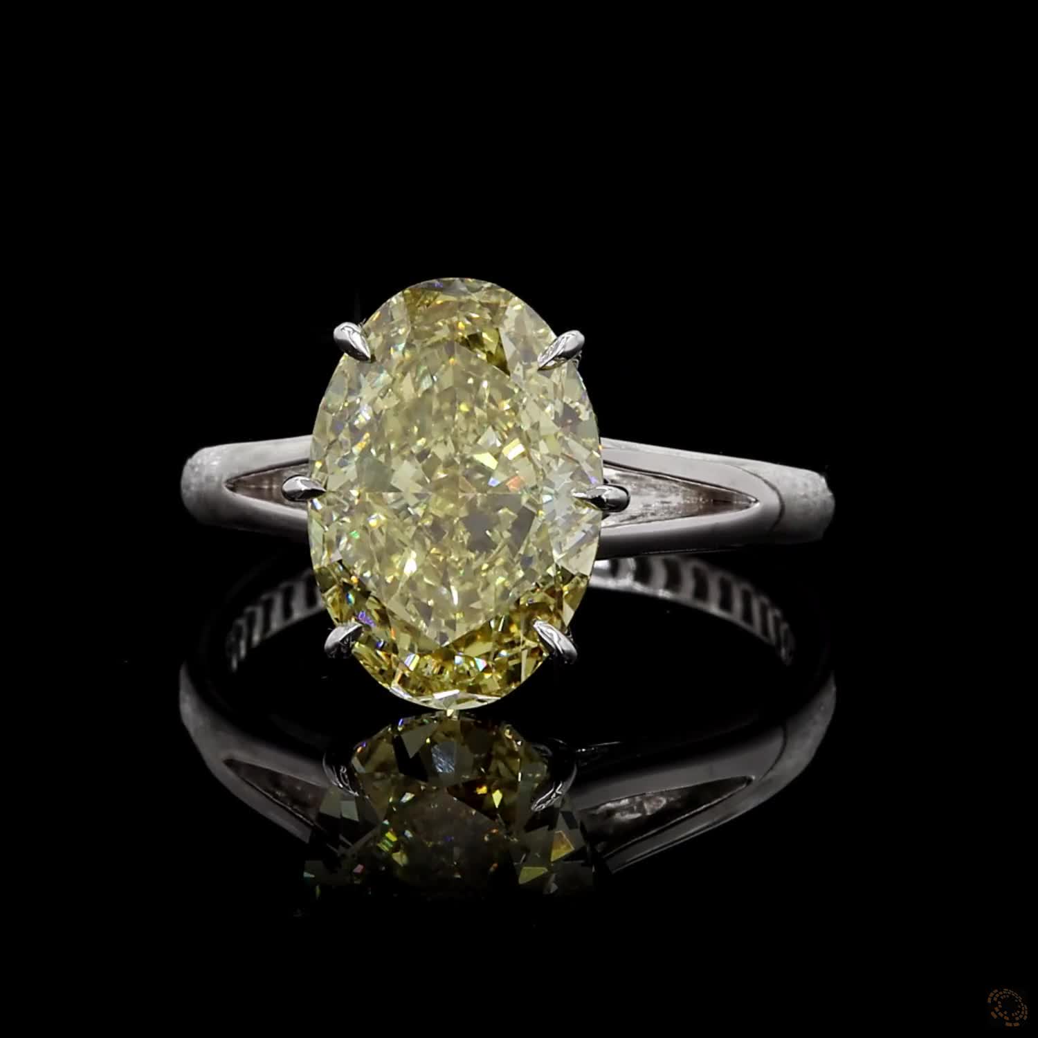 5.09 ct. Yellow Oval Lab Diamond Solitaire Ring