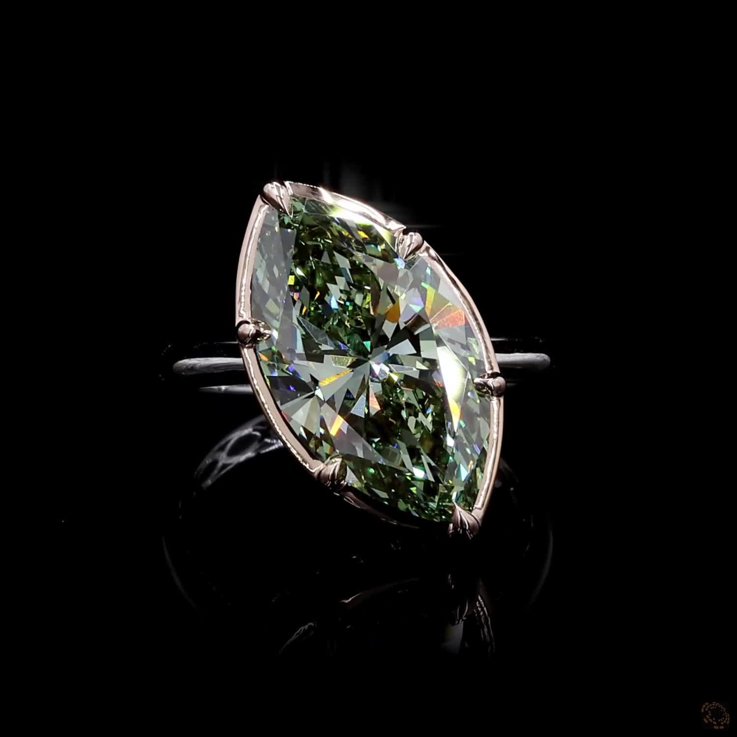 8.00 ct. Green Marquise Lab Diamond Solitaire Ring
