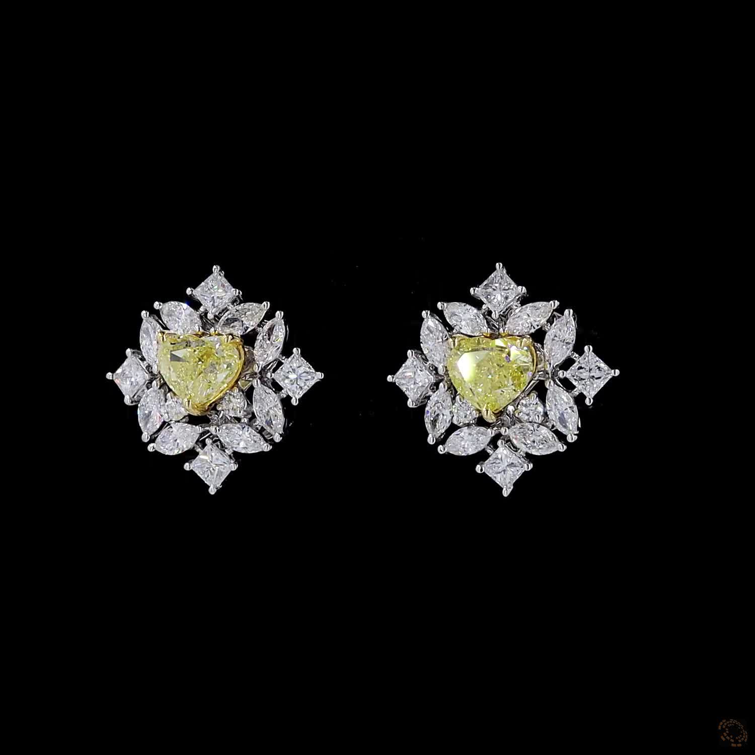 2.00 ct. Yellow Heart Lab Diamond Earrings