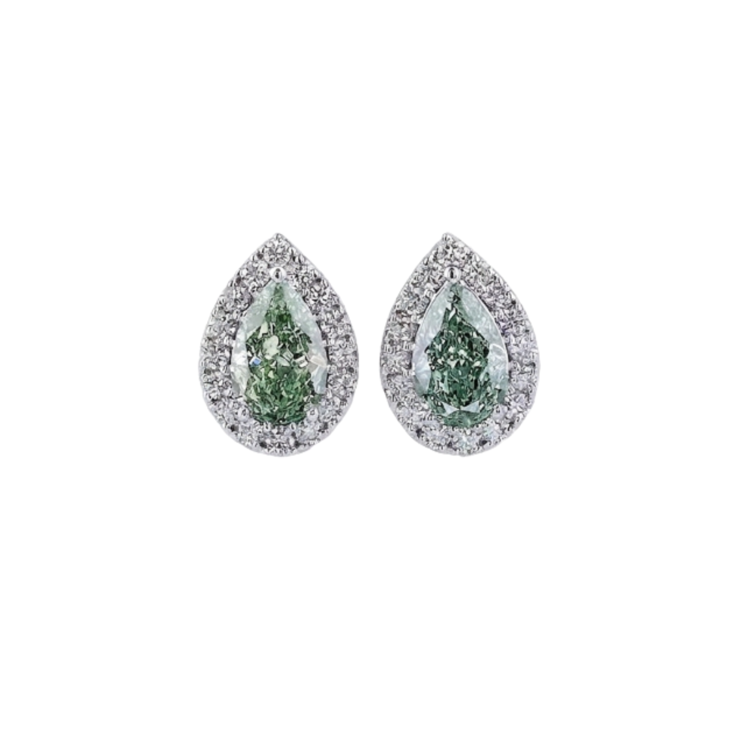 1.18 ct. Green Lab Diamond Halo Stud Earrings