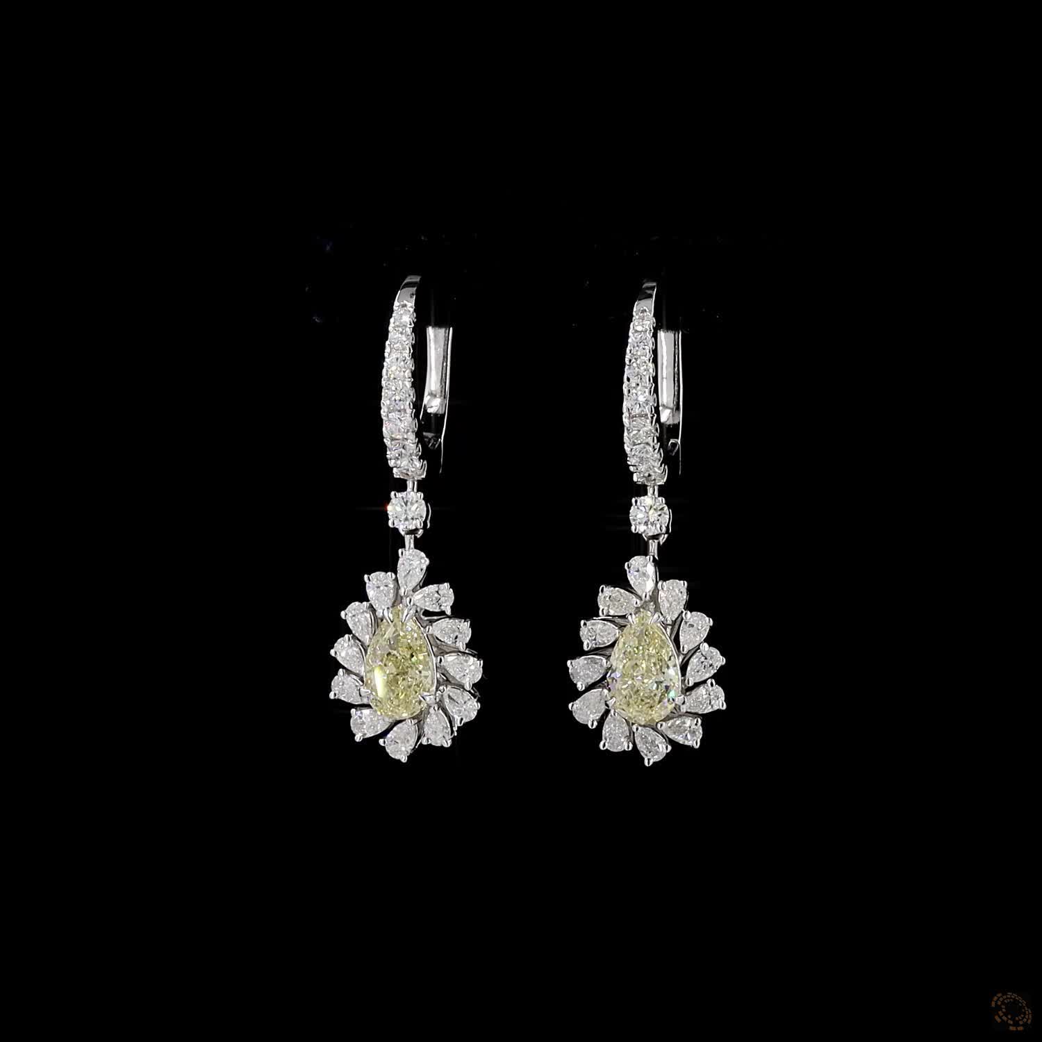 1.65 ct. Yellow Pear Lab Diamond Earrings