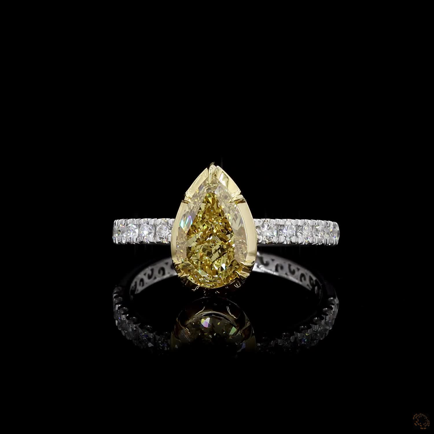 2.00 ct. Yellow Pear Lab Diamond Halo Ring