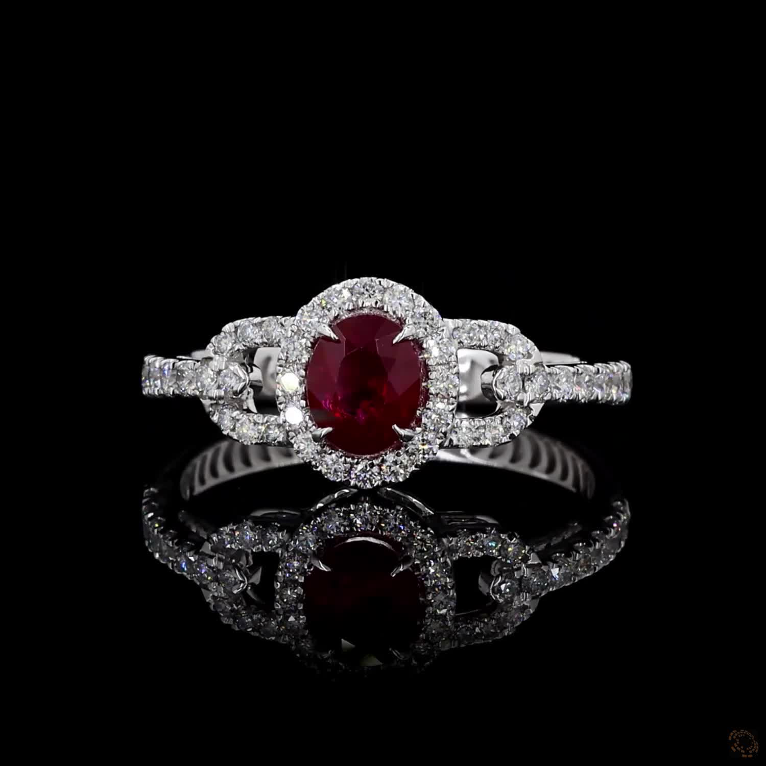 1.01 ct. Red Oval Lab Diamond Halo Ring