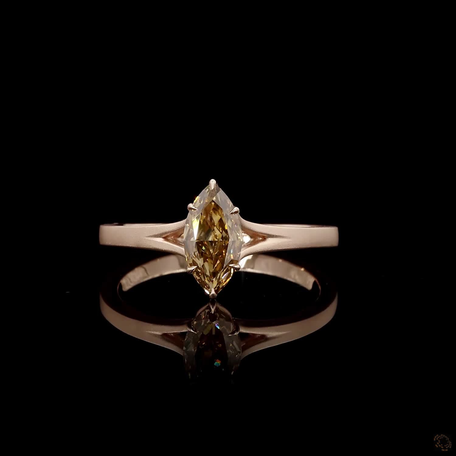 0.96 ct. Brown Marquise Lab Diamond Solitaire Ring