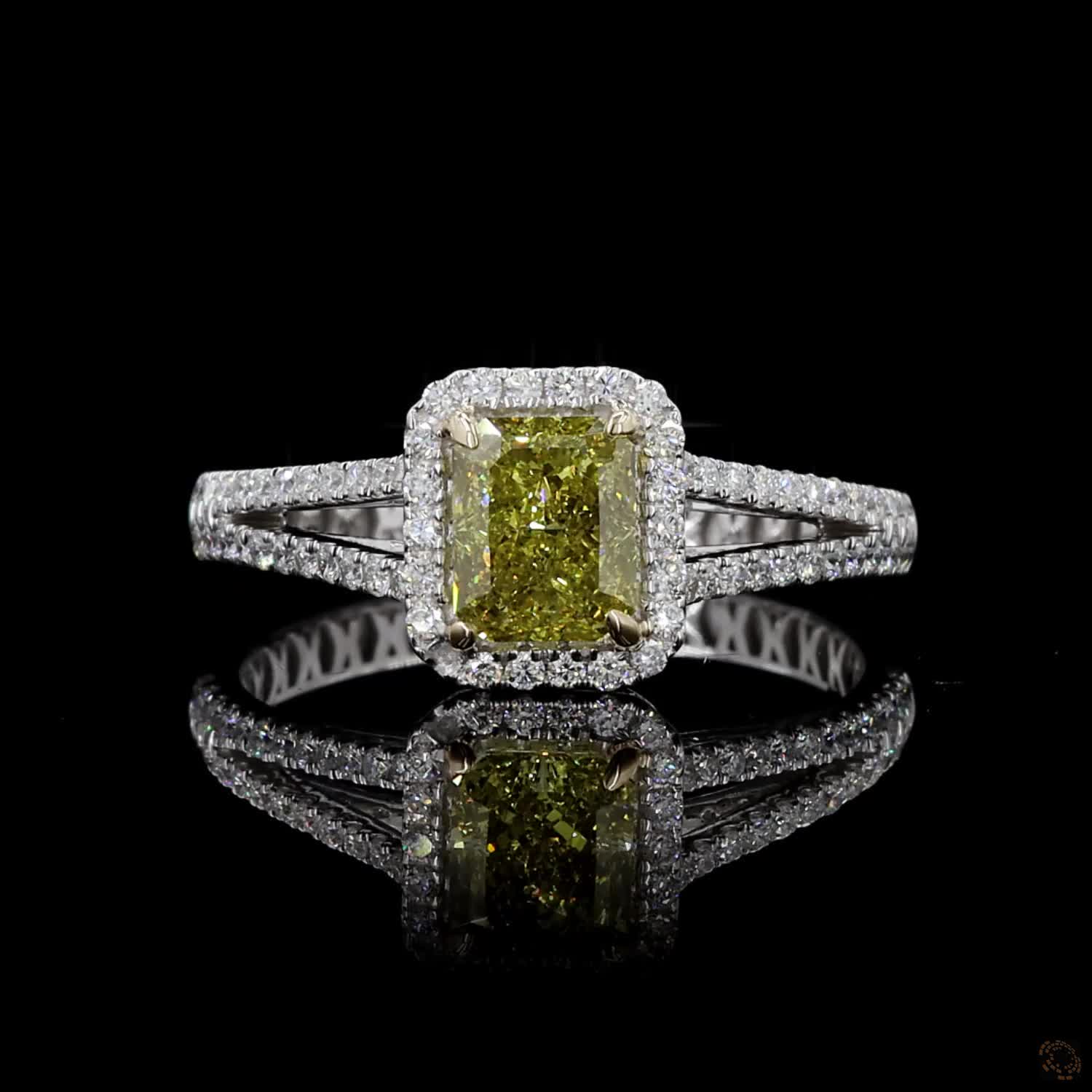 1.01 ct. Yellow Radiant Lab Diamond Halo Ring