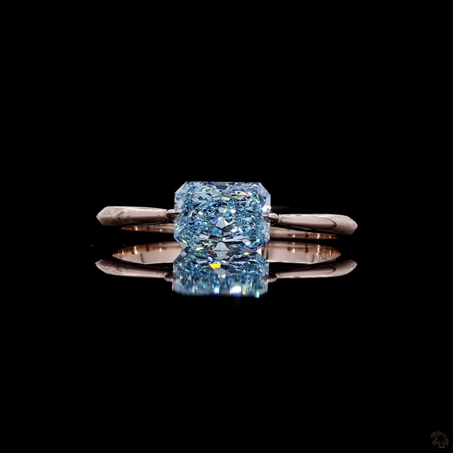 1.00 ct. Blue Radiant Lab Diamond Solitaire Ring
