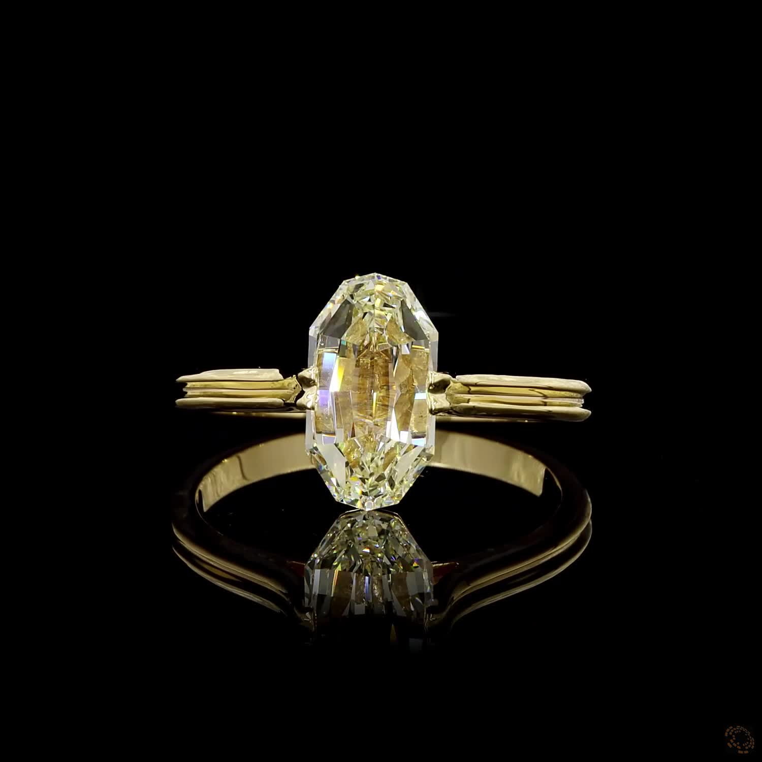 2.01 ct. Yellow European Cut Lab Diamond Solitaire Ring