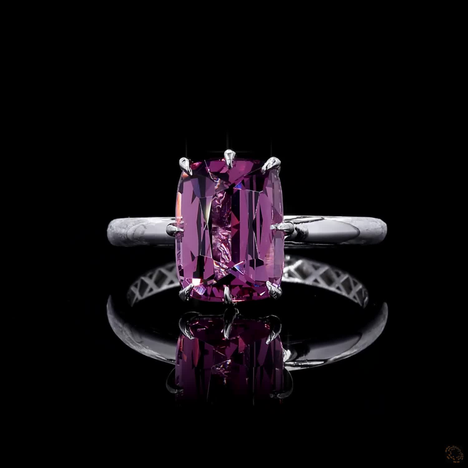 3.52 ct. Purple Cushion Lab Diamond Solitaire Ring