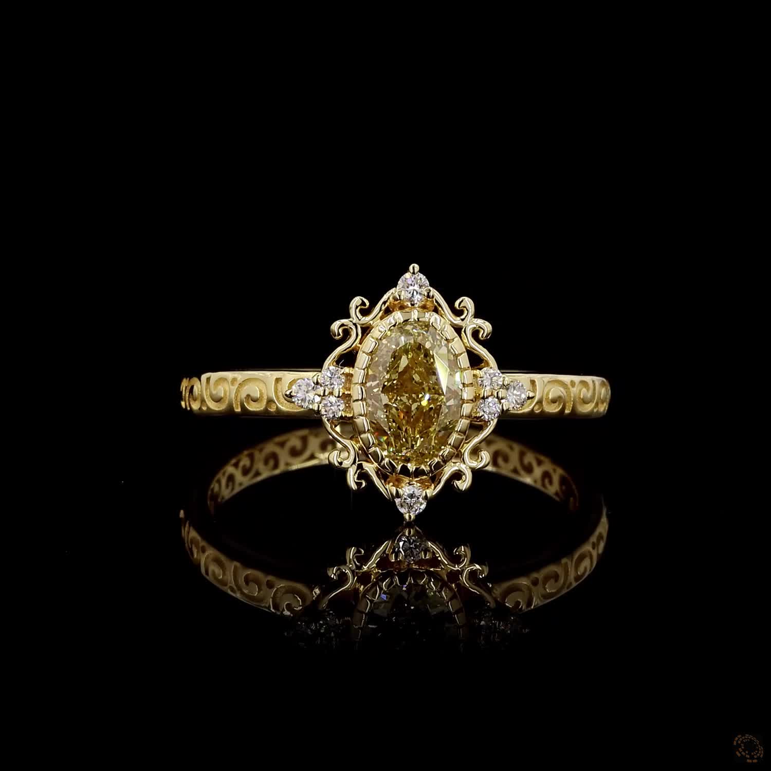 0.81 ct. Yellow Oval Lab Diamond Halo Ring