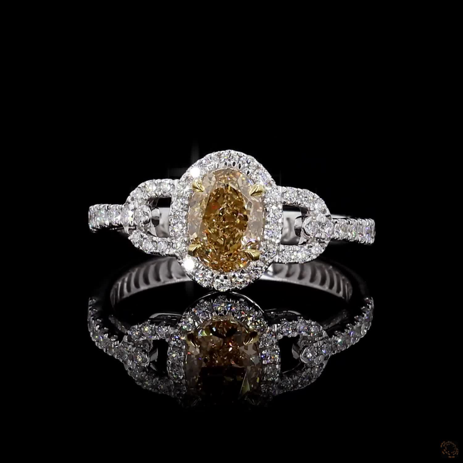 0.97 ct. Yellow Oval Lab Diamond Halo Ring