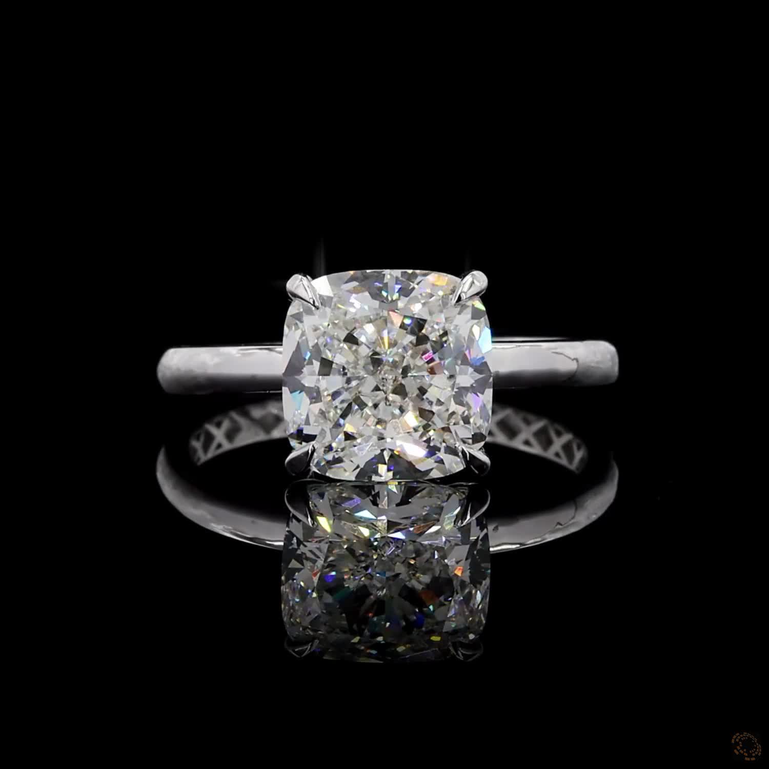 4.09 ct. White Cushion Lab Diamond Solitaire Ring