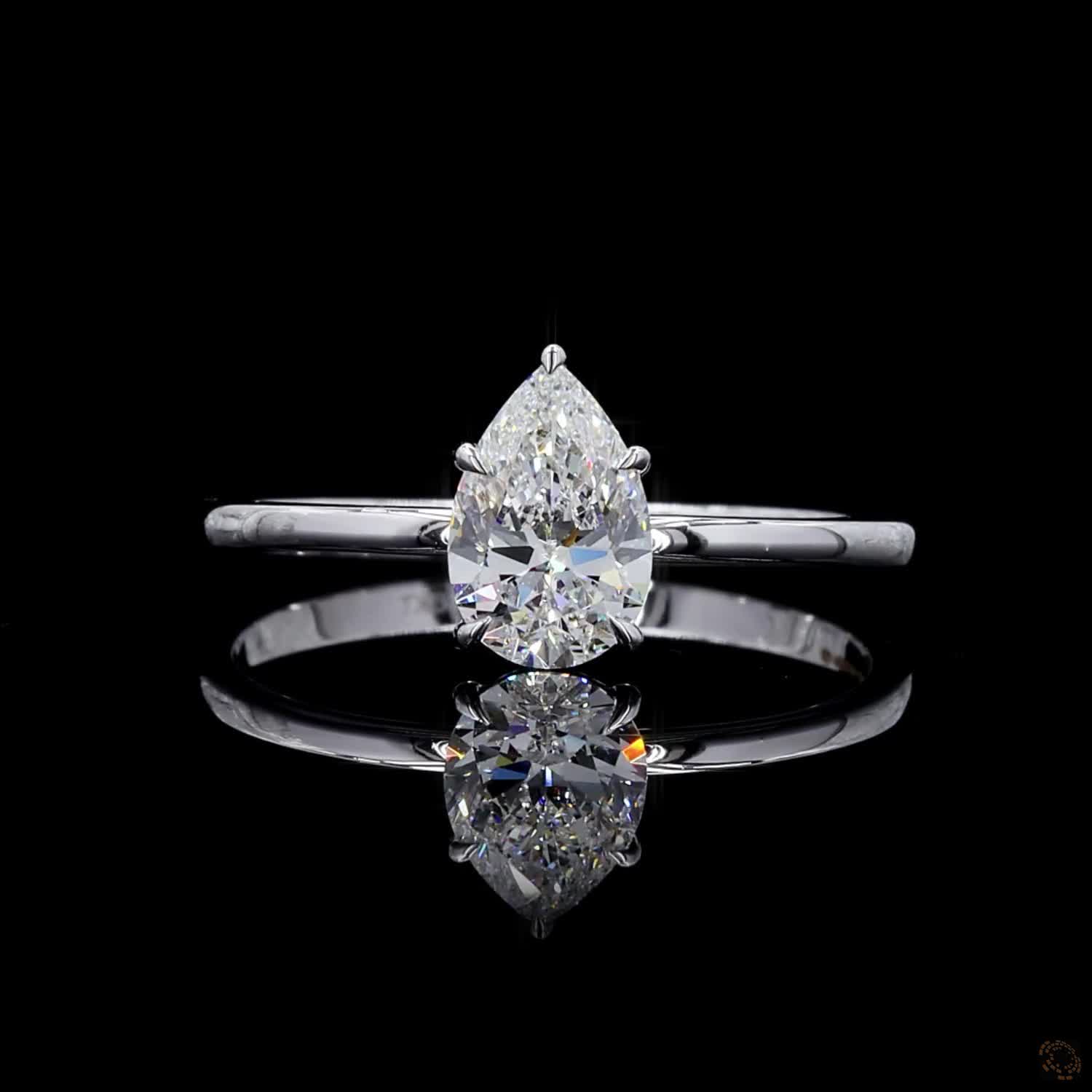 0.84 ct. White Pear Lab Diamond Solitaire Ring