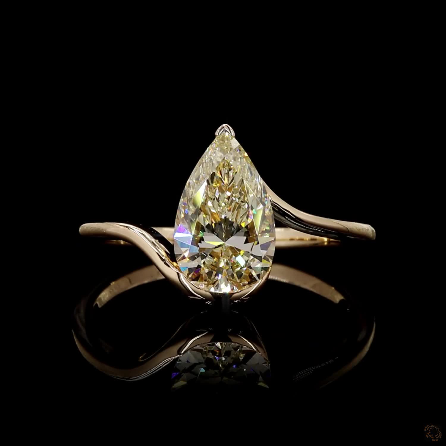 1.78 ct. Brown Pear Lab Diamond Solitaire Ring