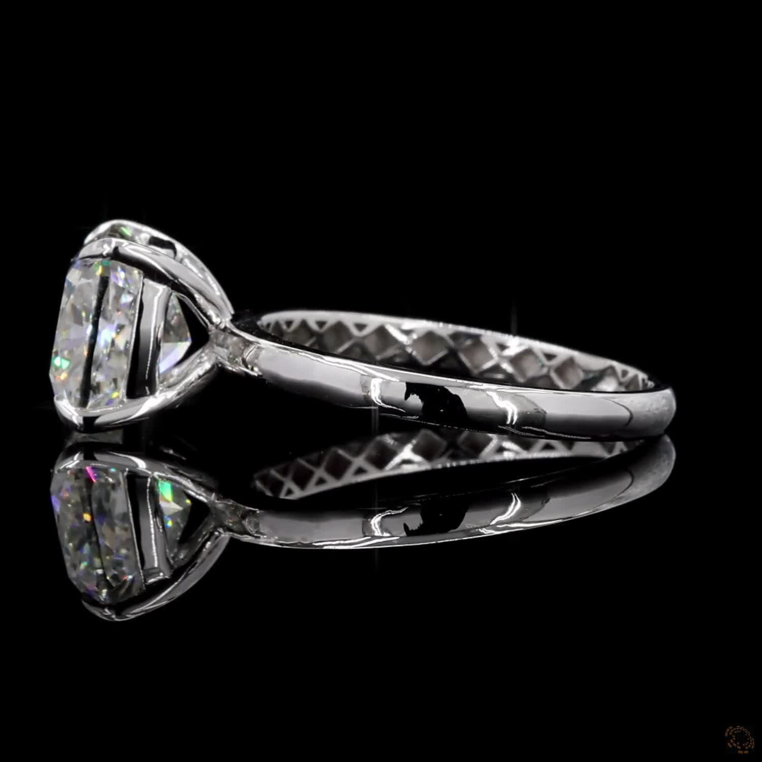 4.09 ct. White Cushion Lab Diamond Solitaire Ring