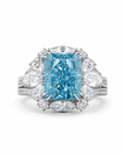 8.08 ct. Blue Lab Diamond Cluster Halo Ring