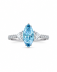 1.01 ct. Blue Lab Diamond Side Stone Ring