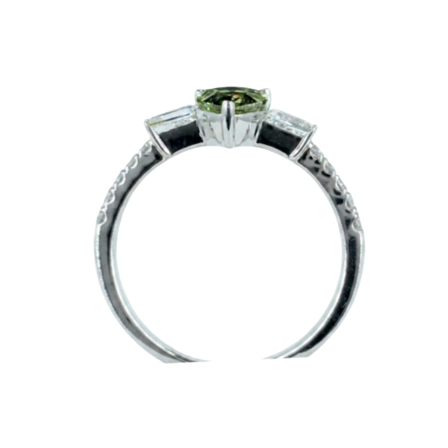 1.04 ct. Green Lab Diamond Side Stone(Pavé) Ring