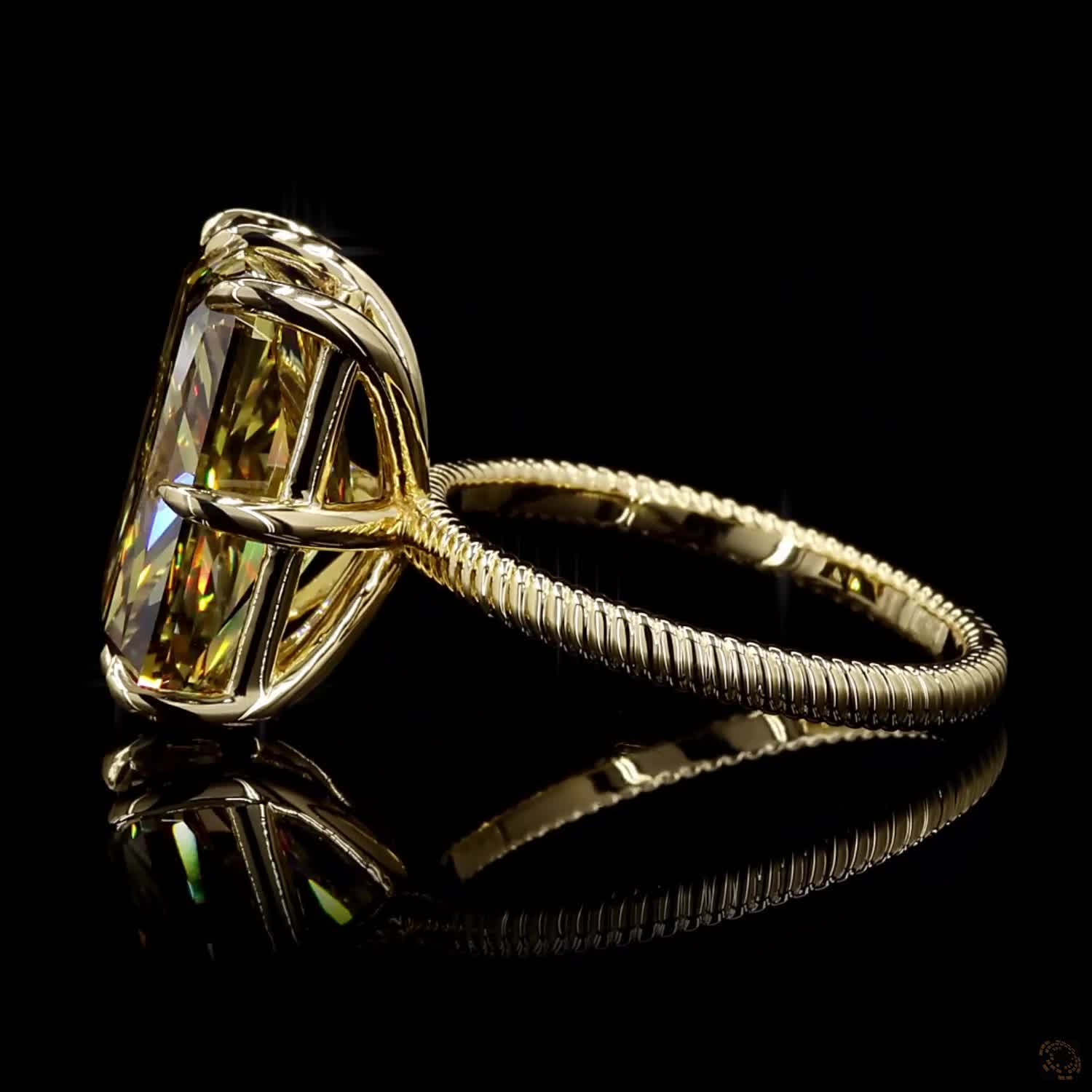 10.29 ct. Yellow Radiant Lab Diamond Solitaire Ring