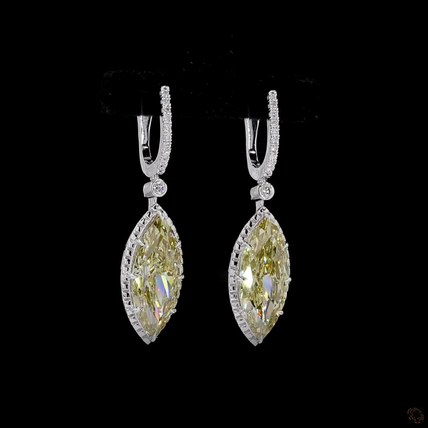 8.13 ct. Yellow Marquise Lab Diamond Earrings