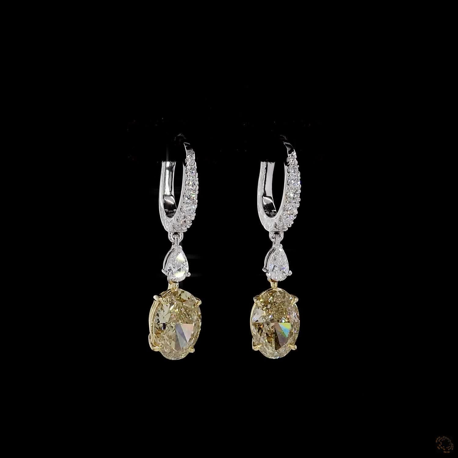 6.15 ct. Yellow Oval Lab Diamond Earrings