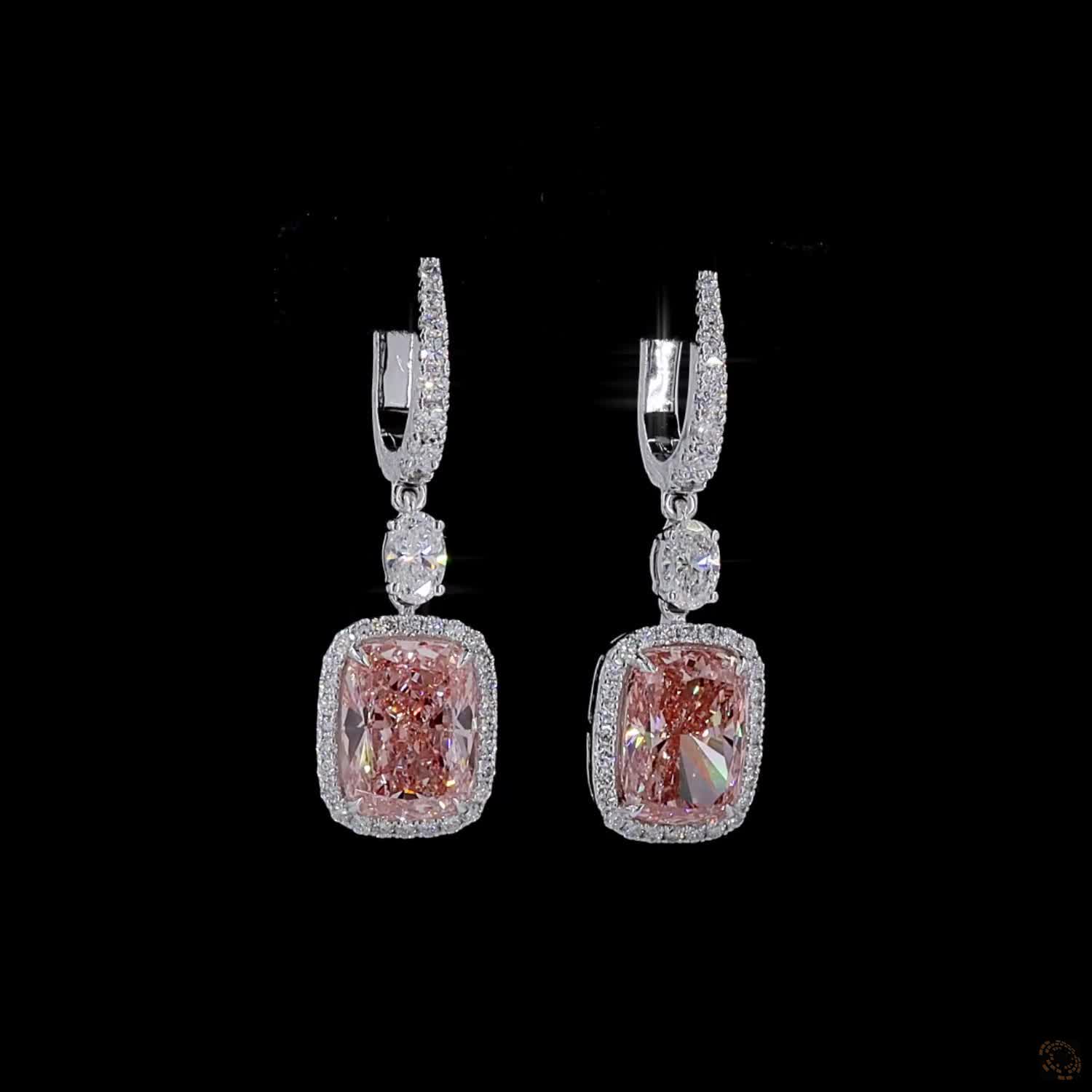 6.15 ct. Pink Radiant Lab Diamond Earrings