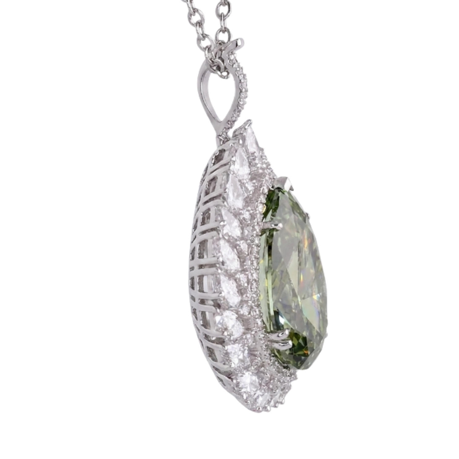 10.02 ct. Green Lab Diamond Halo Convertible Pendant Ring
