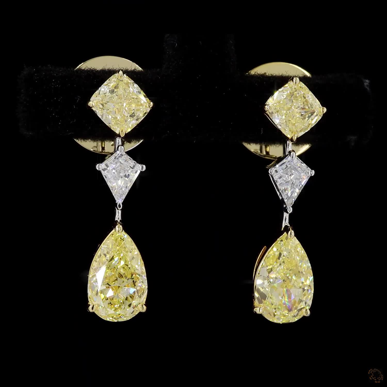 2.27 ct. Yellow Pear Lab Diamond Earrings