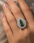 10.02 ct. Green Lab Diamond Halo Convertible Pendant Ring