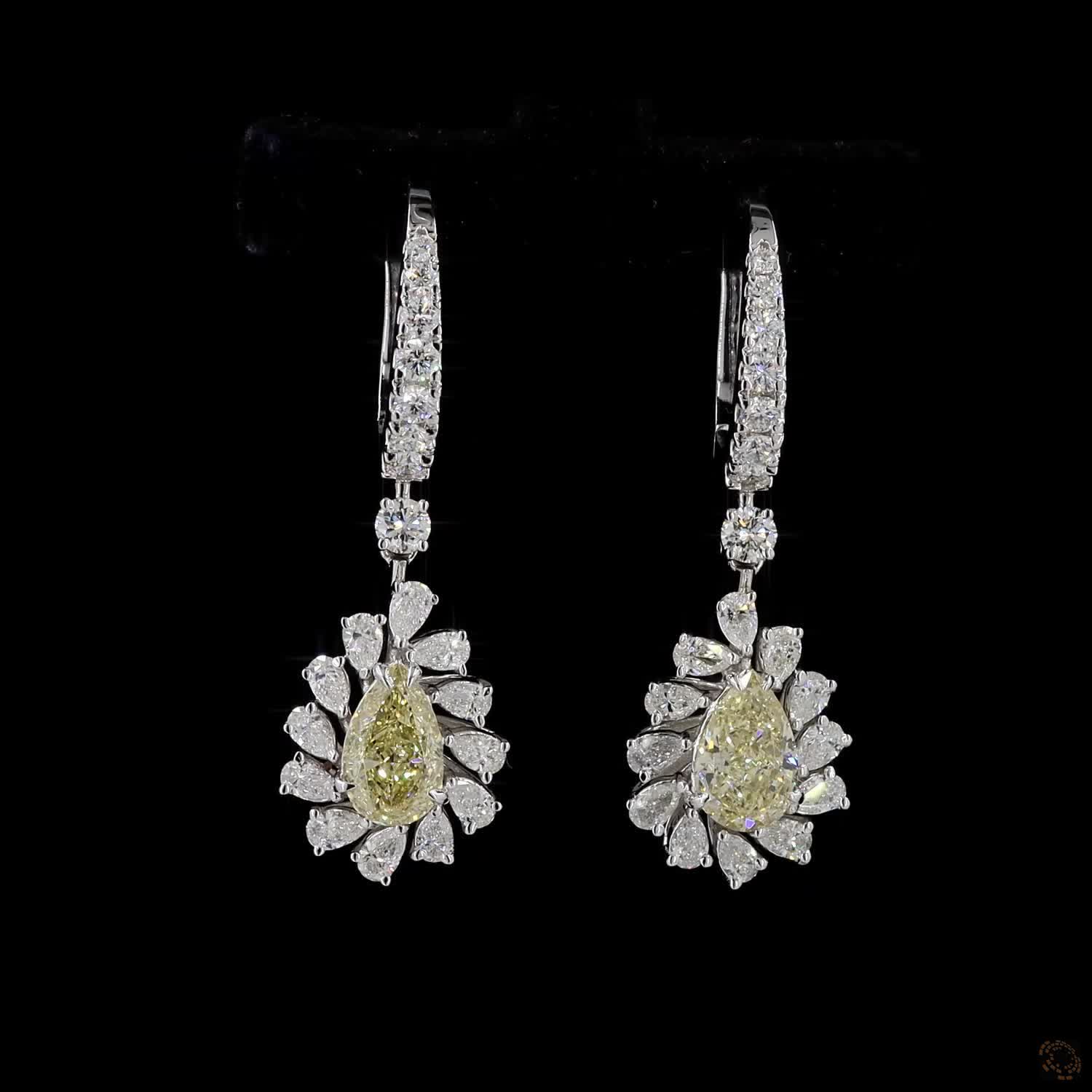 1.65 ct. Yellow Pear Lab Diamond Earrings