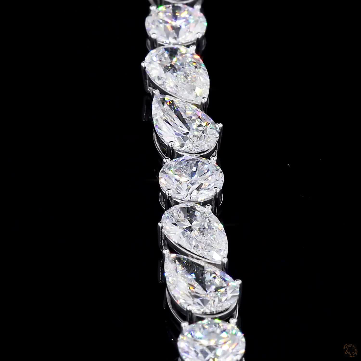 14.39 ct. White Pear Lab Diamond Bracelet